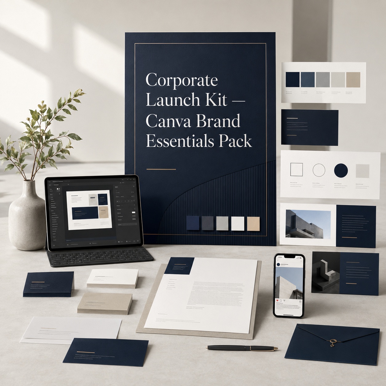 Corporate Launch Suite — Editable Canva Brand Essentials Kit